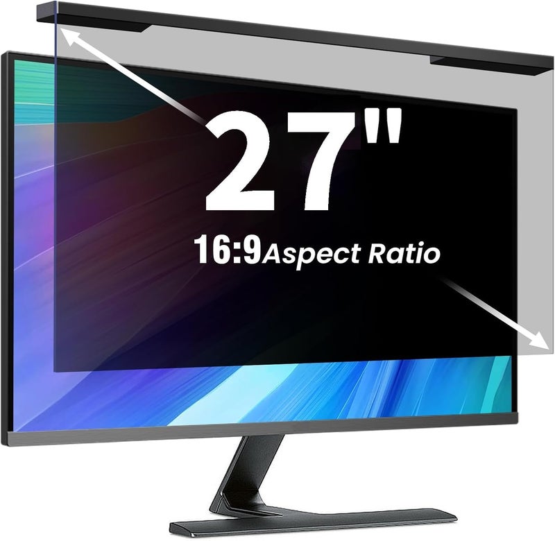 ZpTsarinal Hanging 27 Inch Computer Privacy Screen Filter, Hanging Computer Screen Privacy Cover, Compatible with, 27 Inch 16:9 Widescreen Monitors, Protect Eyes from Glare and Blue Light - Image 1